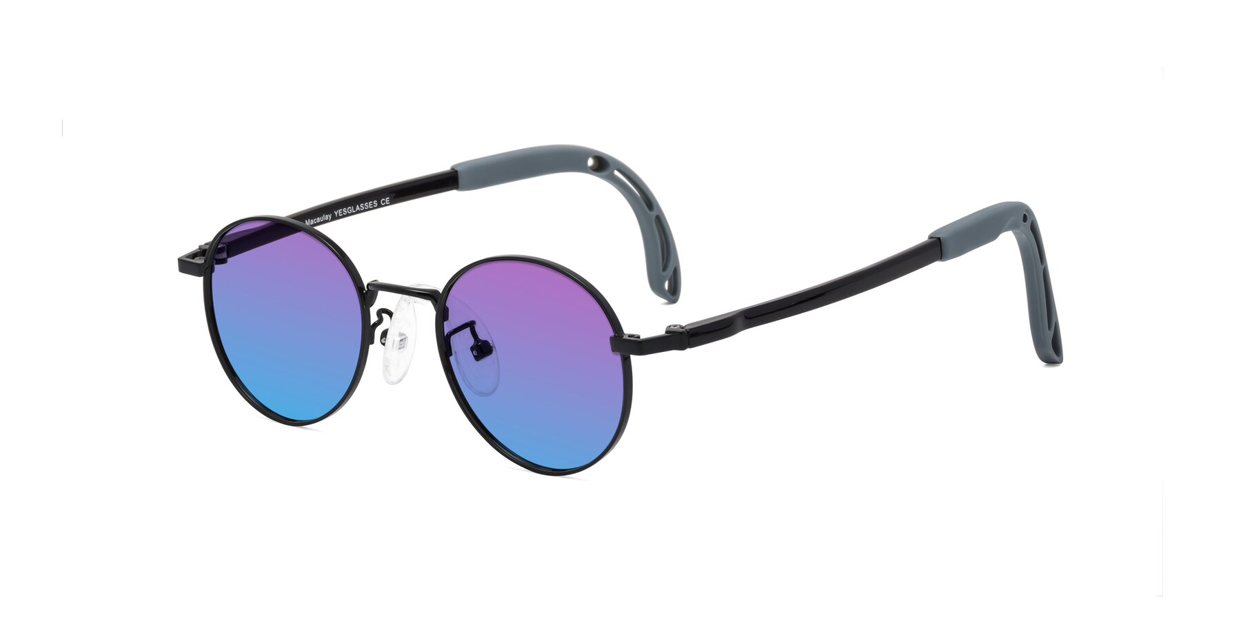 Angle of Macaulay in Ninja Black with Purple / Blue Gradient Lenses