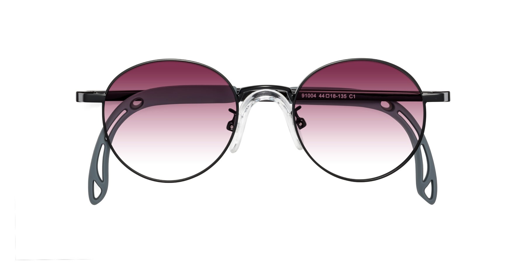 Folded Front of Macaulay in Ninja Black with Wine Gradient Lenses