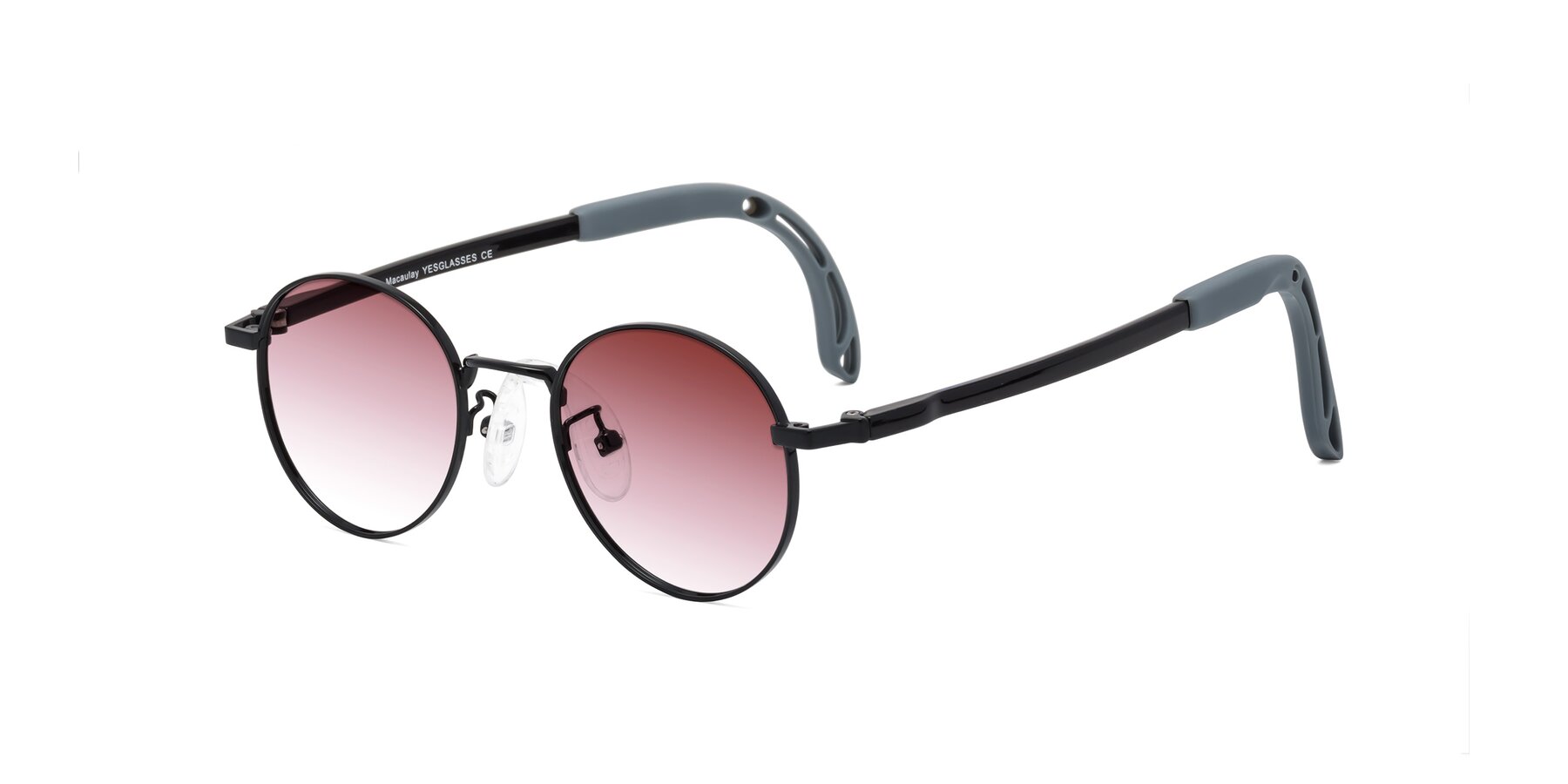 Angle of Macaulay in Ninja Black with Garnet Gradient Lenses