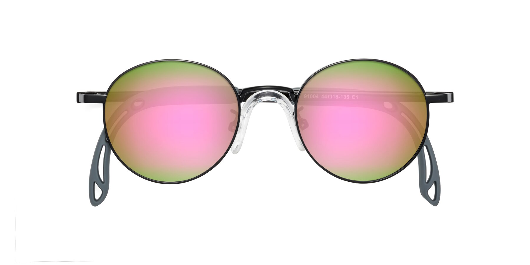 Folded Front of Macaulay in Ninja Black with Pink Mirrored Lenses