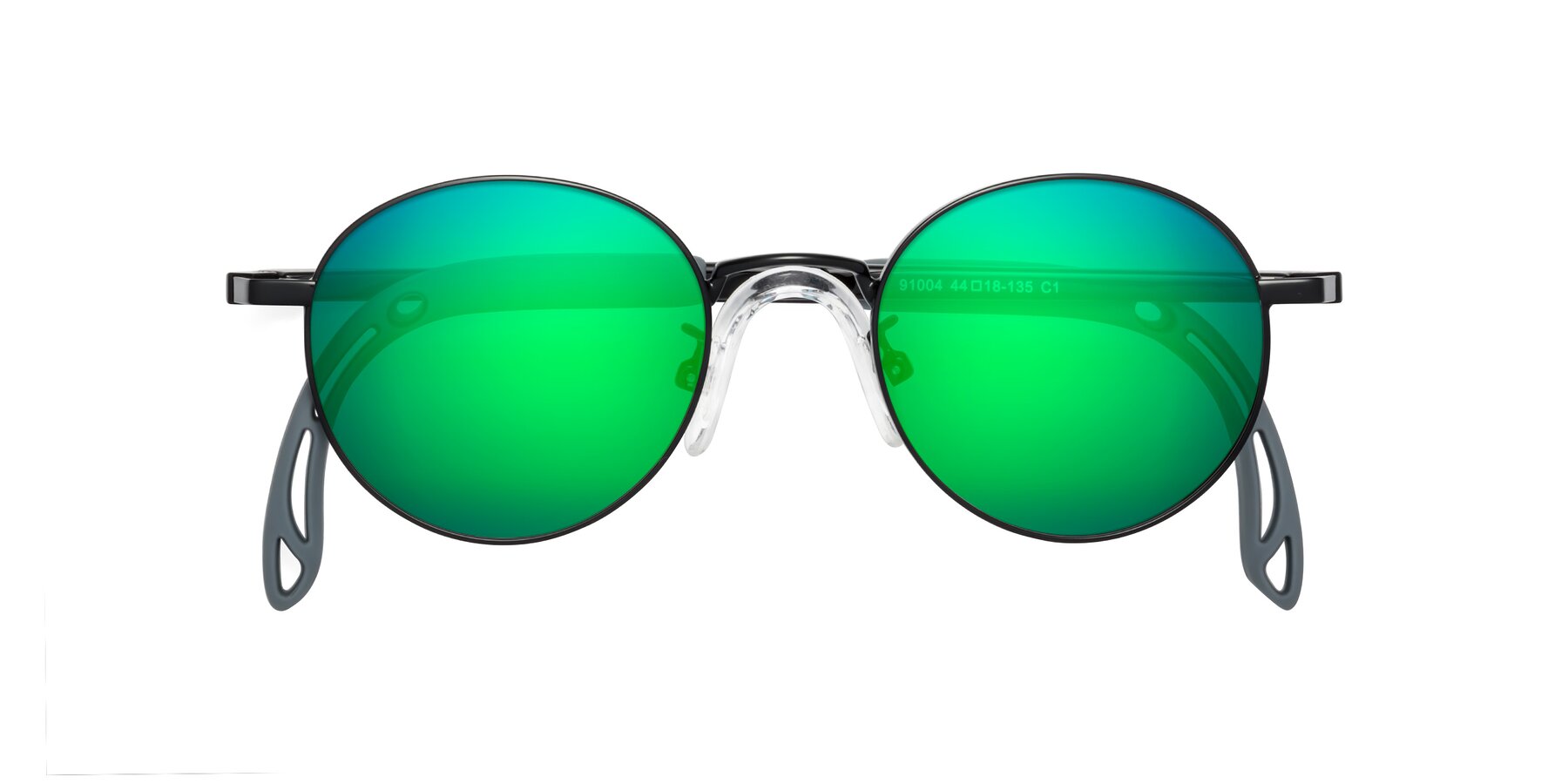 Folded Front of Macaulay in Ninja Black with Green Mirrored Lenses