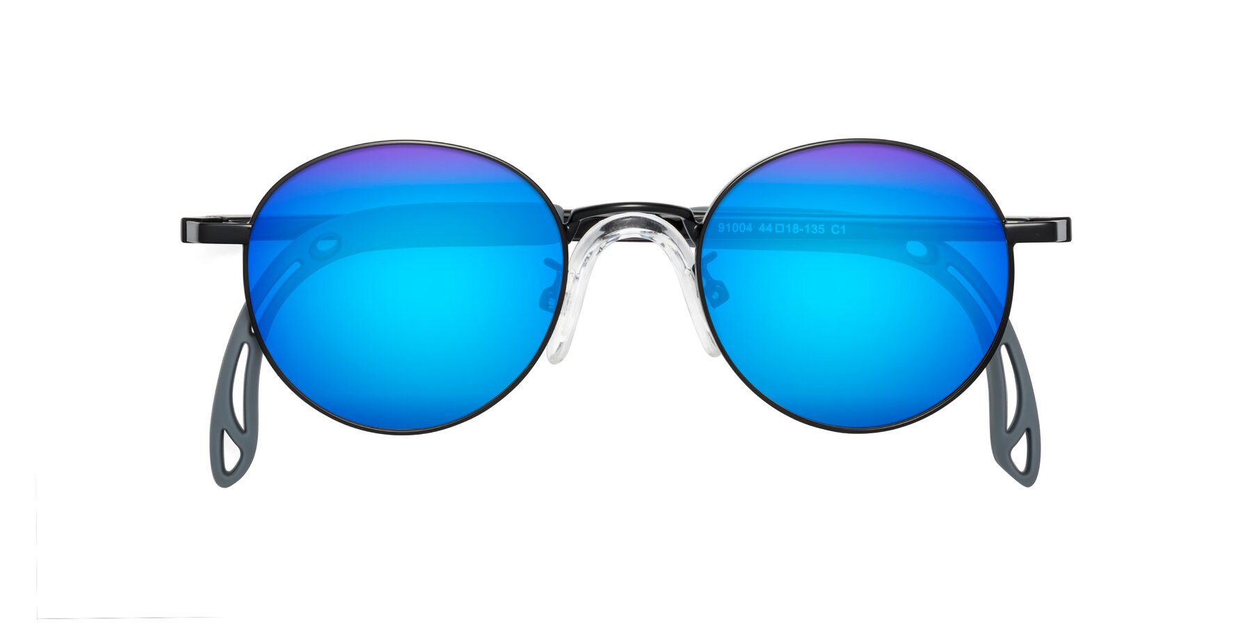 Folded Front of Macaulay in Ninja Black with Blue Mirrored Lenses