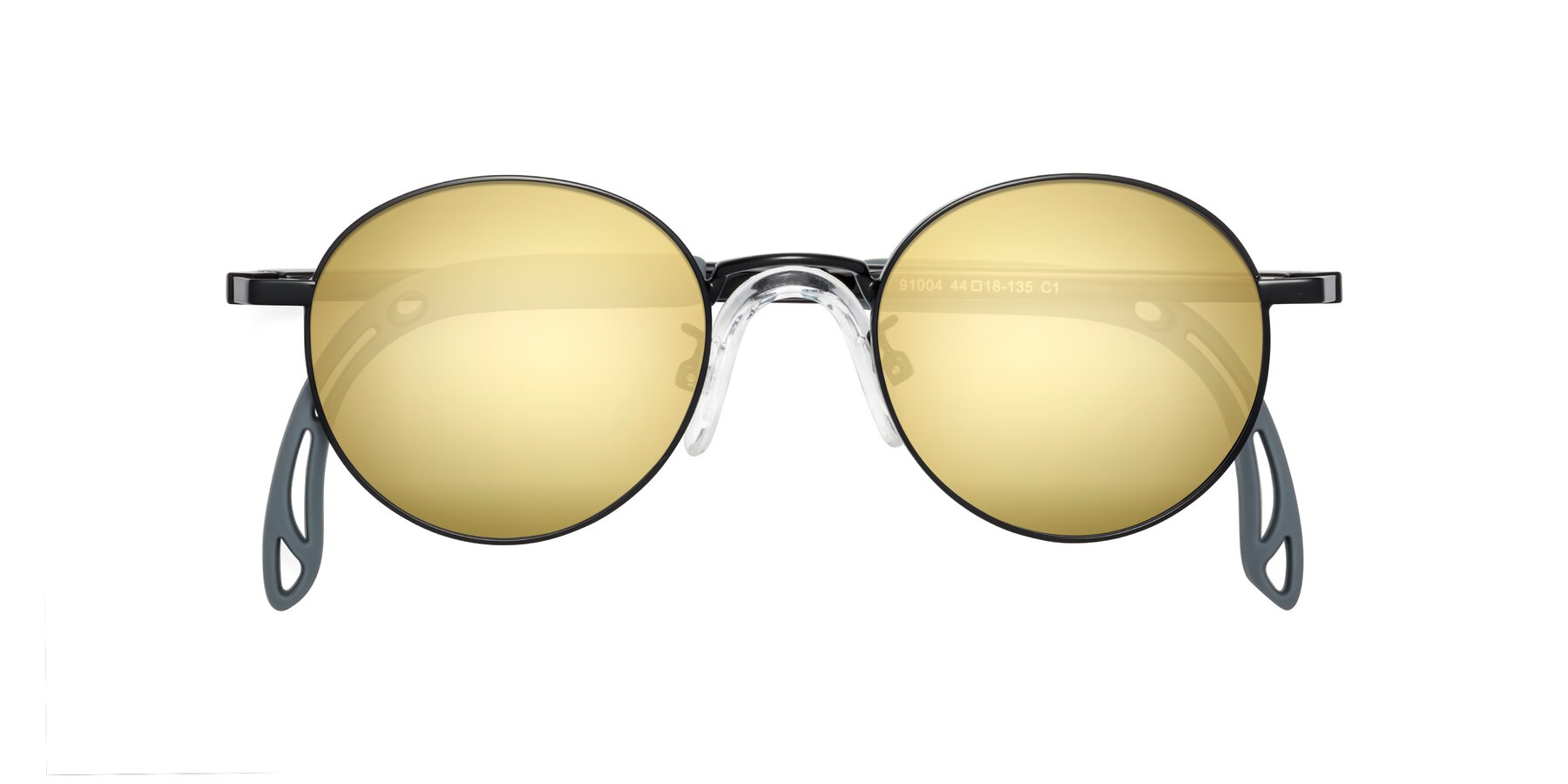 Folded Front of Macaulay in Ninja Black with Gold Mirrored Lenses