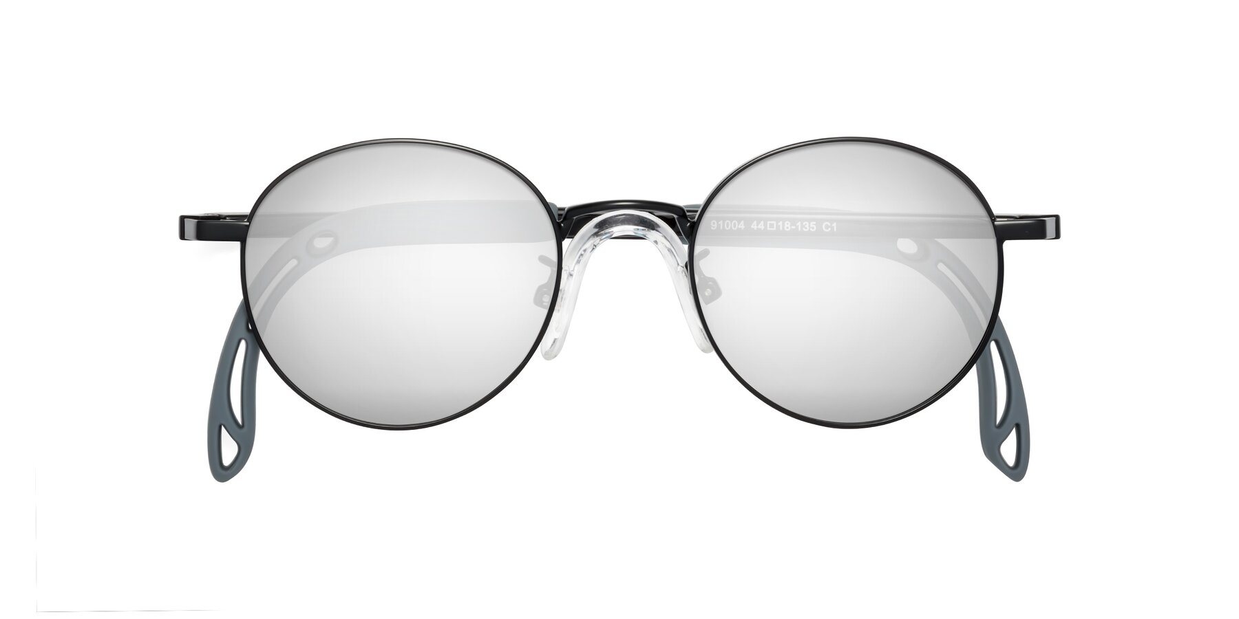 Folded Front of Macaulay in Ninja Black with Silver Mirrored Lenses