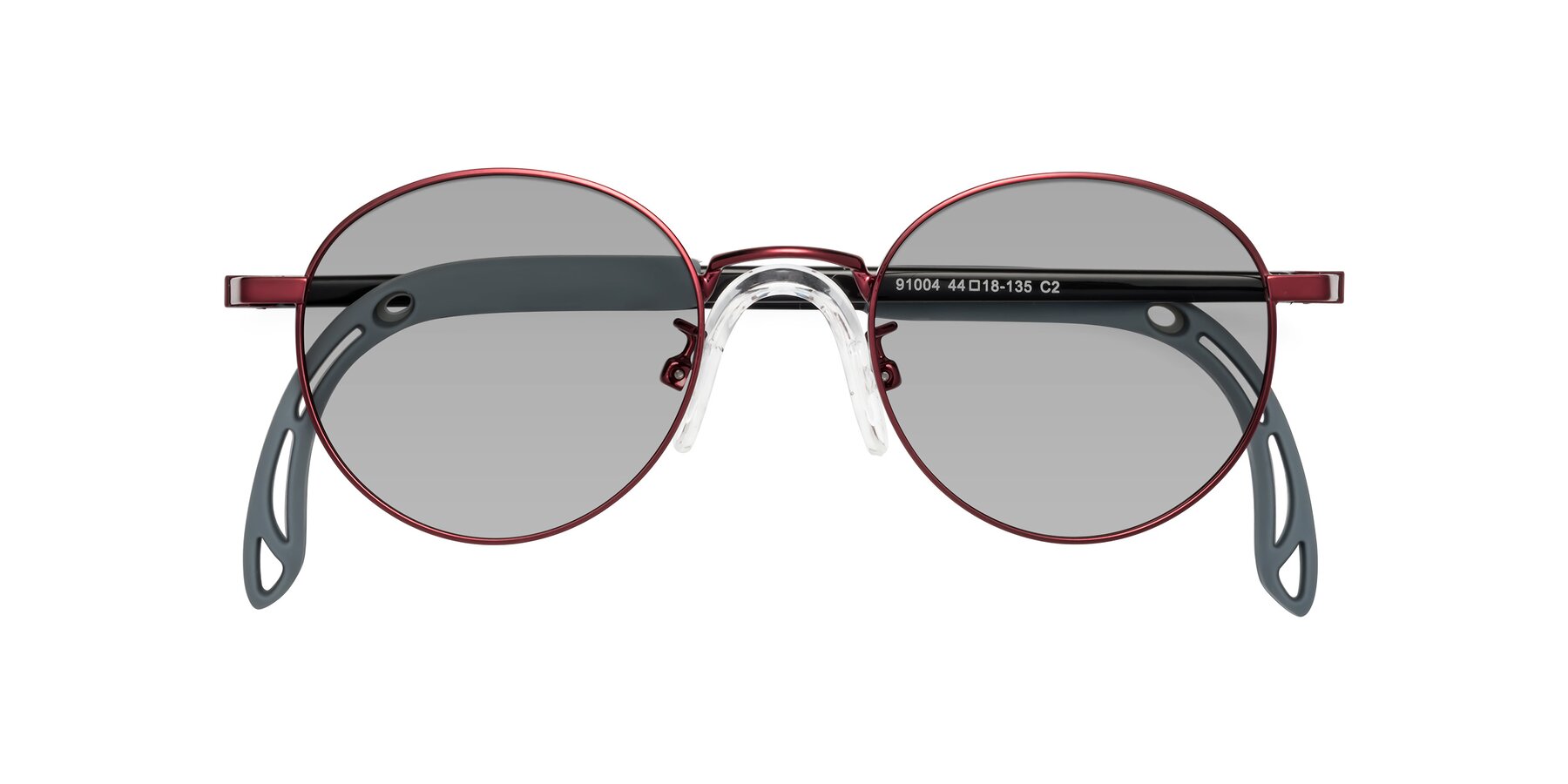 Folded Front of Macaulay in Dragon Wine with Light Gray Tinted Lenses