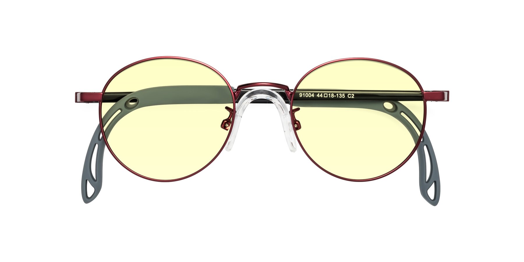 Folded Front of Macaulay in Dragon Wine with Light Yellow Tinted Lenses