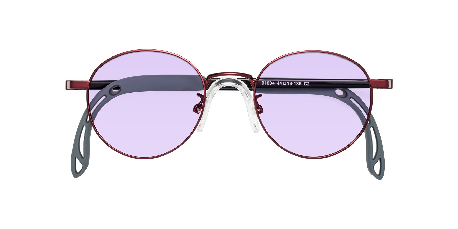 Folded Front of Macaulay in Dragon Wine with Light Purple Tinted Lenses