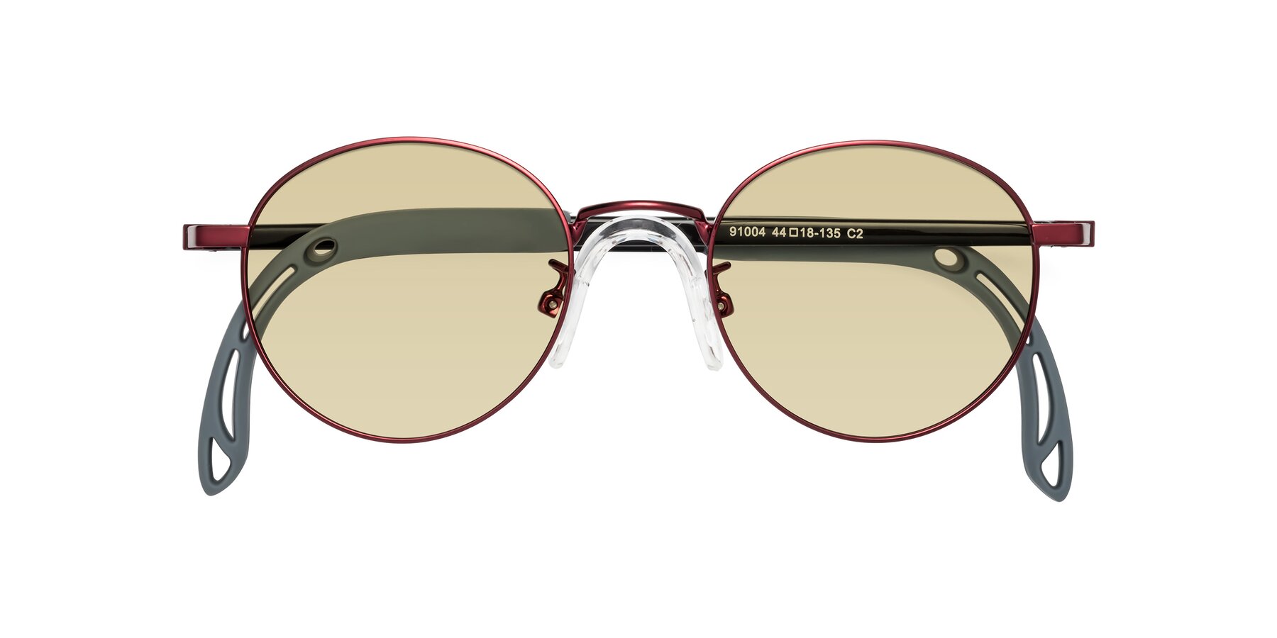 Folded Front of Macaulay in Dragon Wine with Light Champagne Tinted Lenses