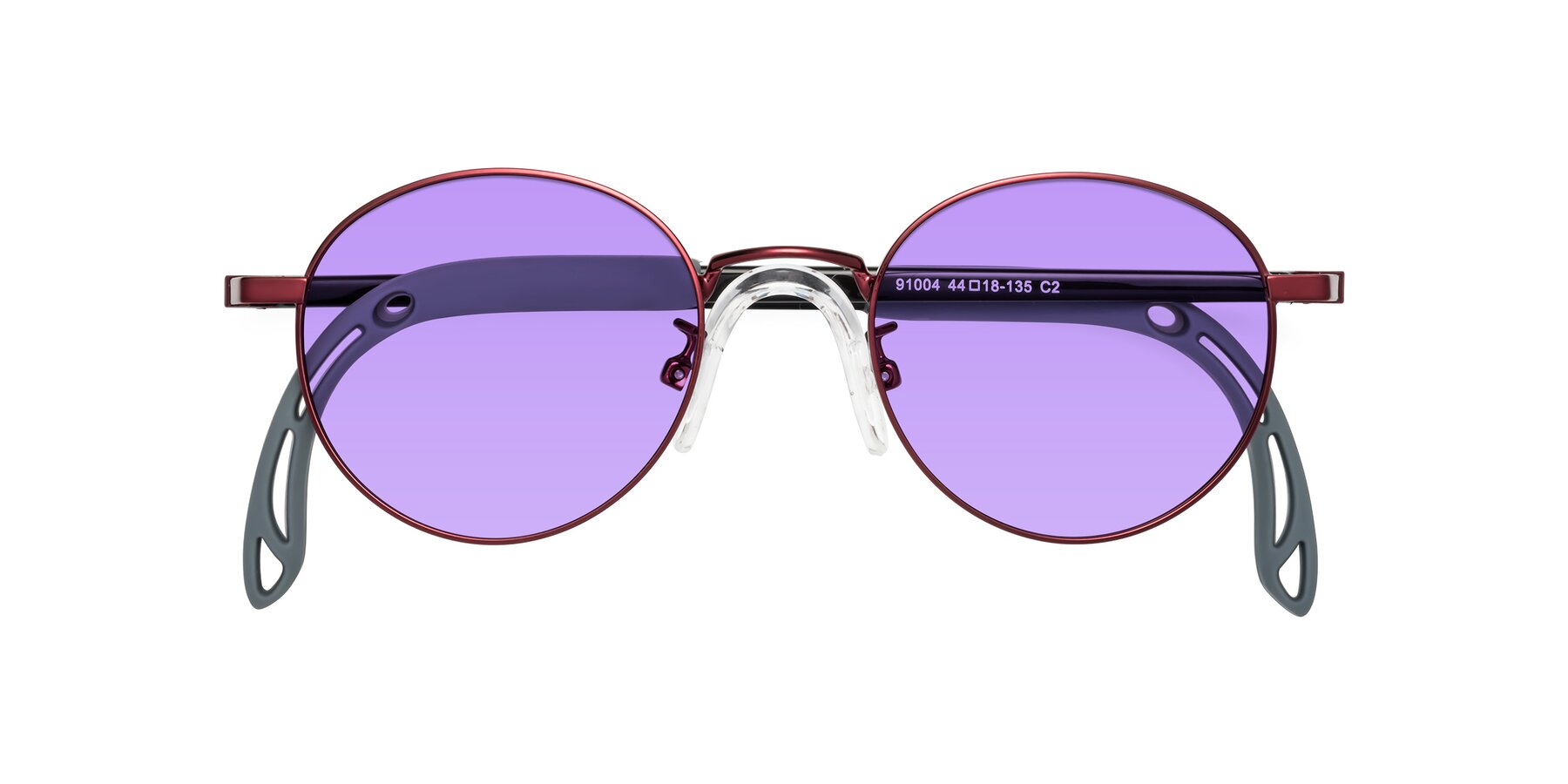 Folded Front of Macaulay in Dragon Wine with Medium Purple Tinted Lenses