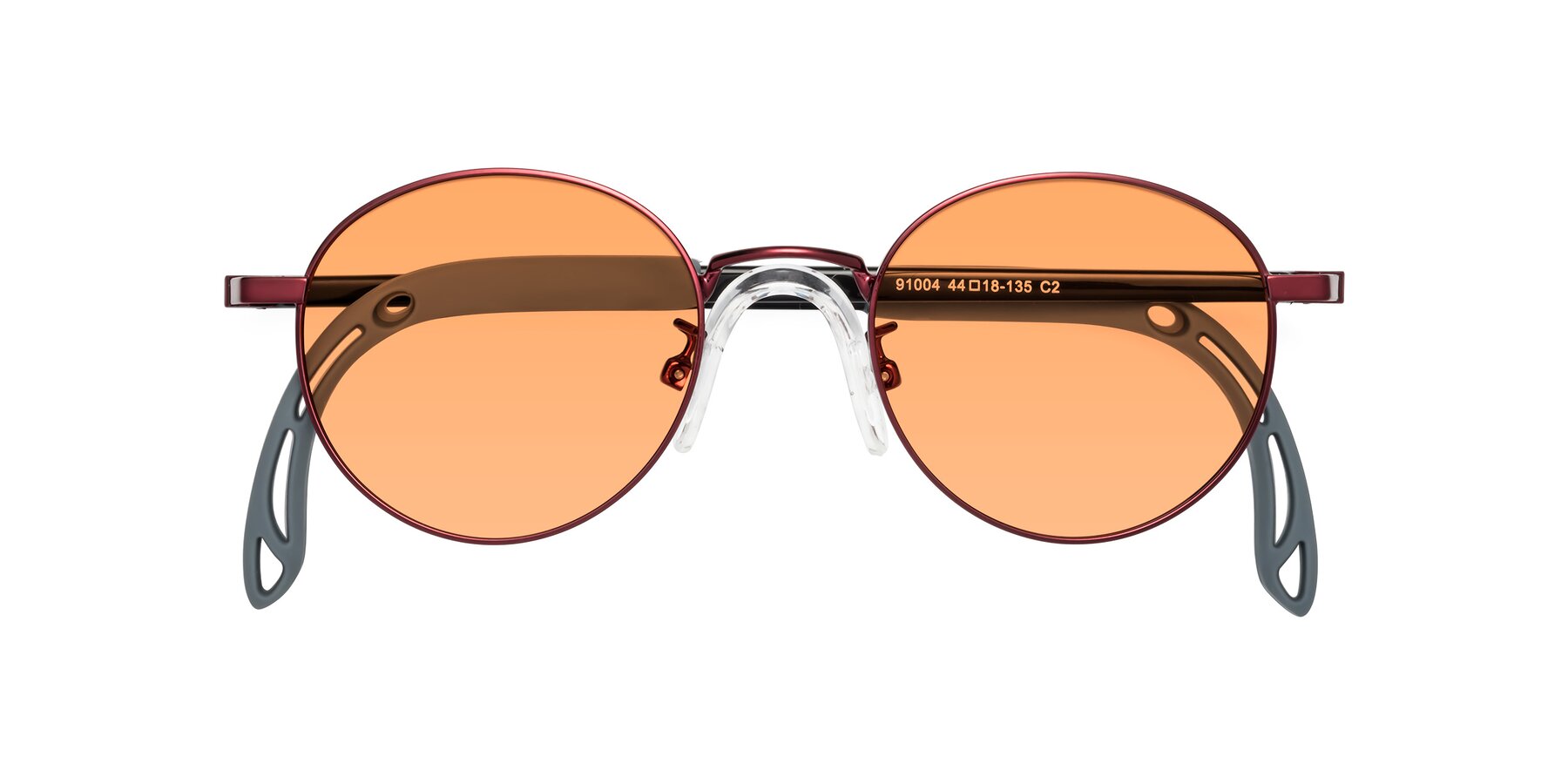 Folded Front of Macaulay in Dragon Wine with Medium Orange Tinted Lenses