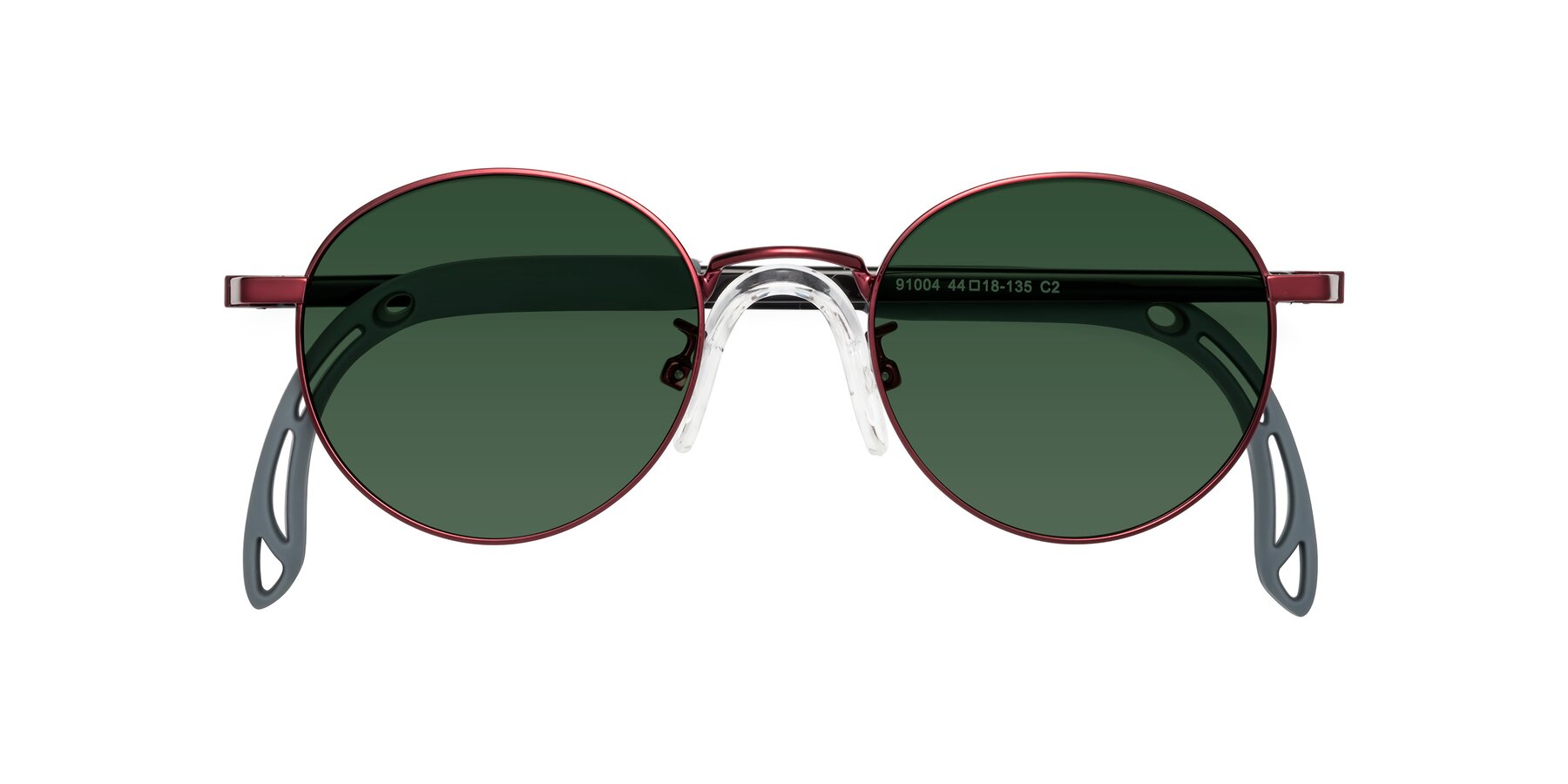 Folded Front of Macaulay in Dragon Wine with Green Tinted Lenses