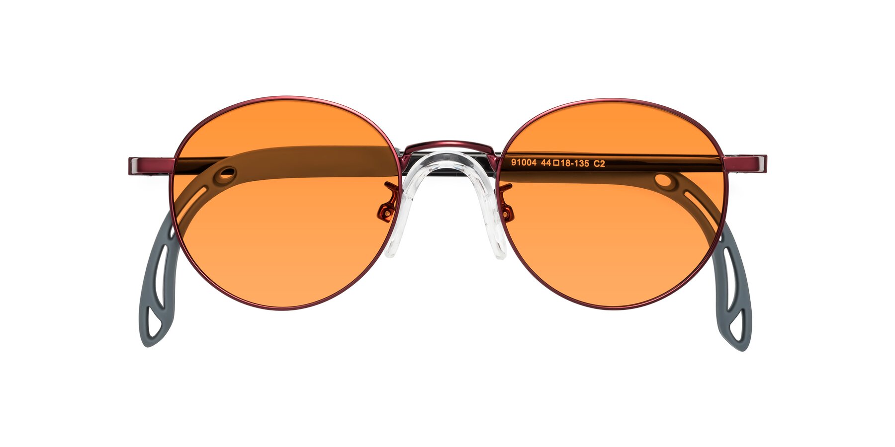 Folded Front of Macaulay in Dragon Wine with Orange Tinted Lenses