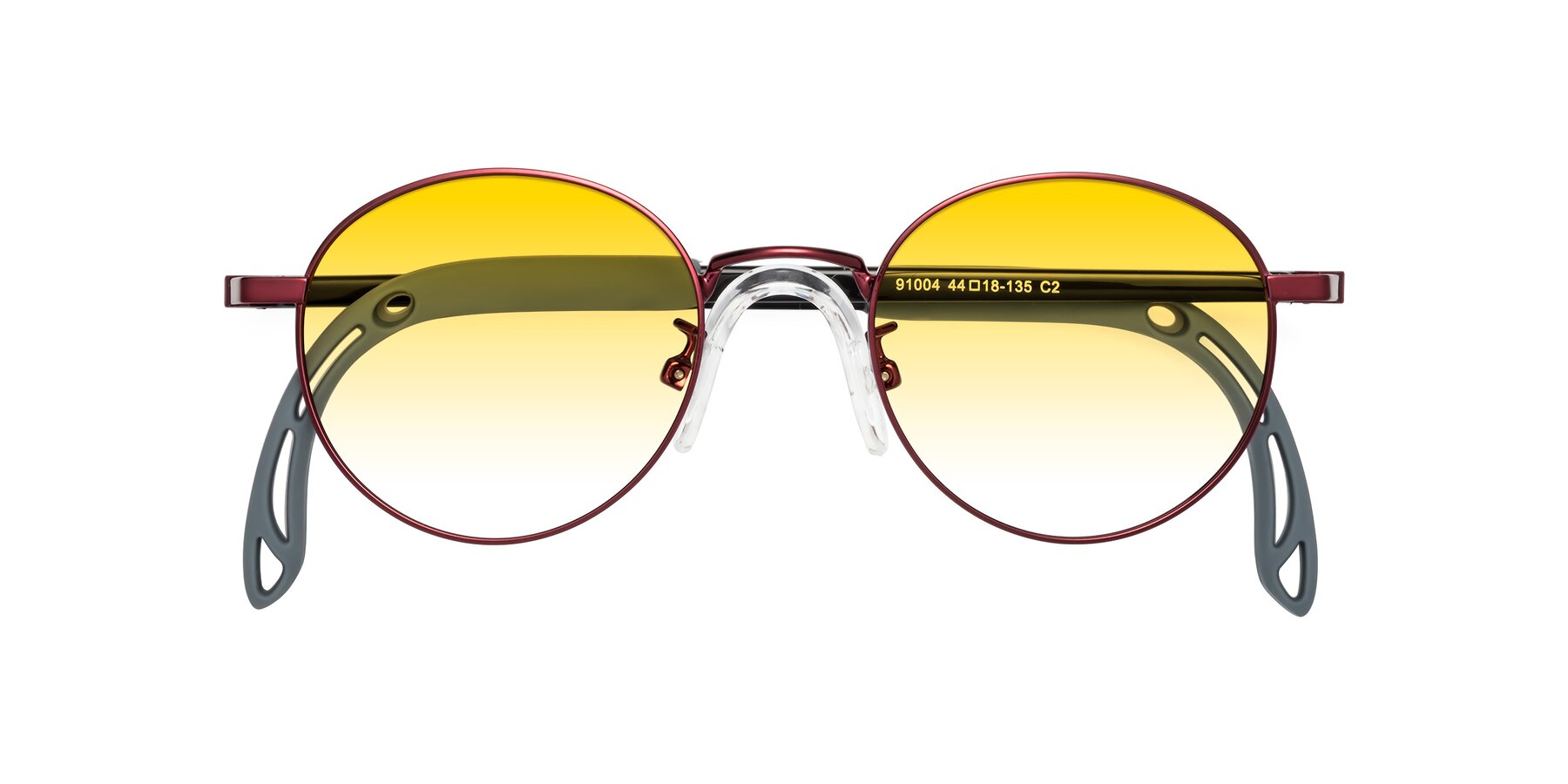 Folded Front of Macaulay in Dragon Wine with Yellow Gradient Lenses