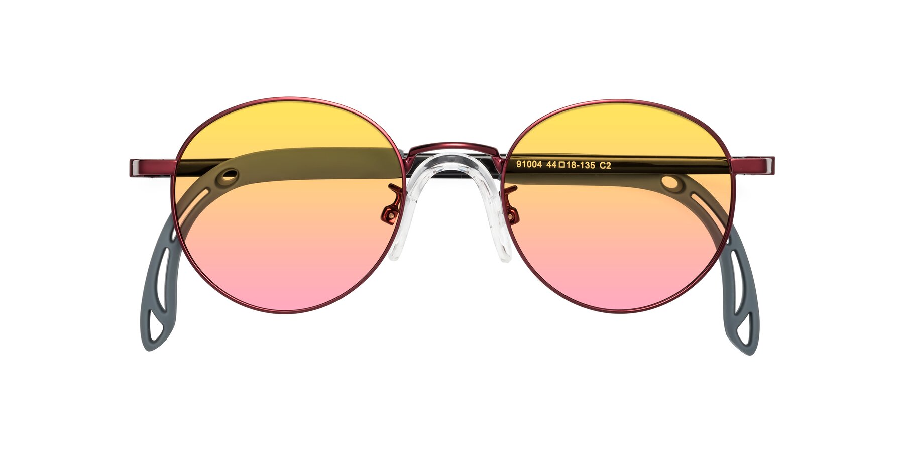 Folded Front of Macaulay in Dragon Wine with Yellow / Pink Gradient Lenses