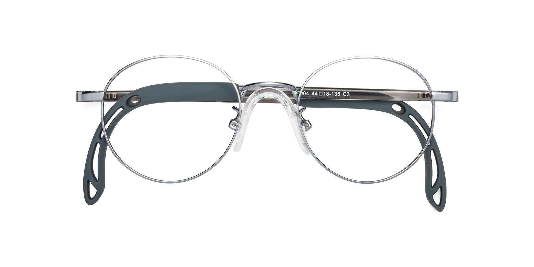 Folded Front of Macaulay in Knight Silver with Clear Blue Light Blocking Lenses