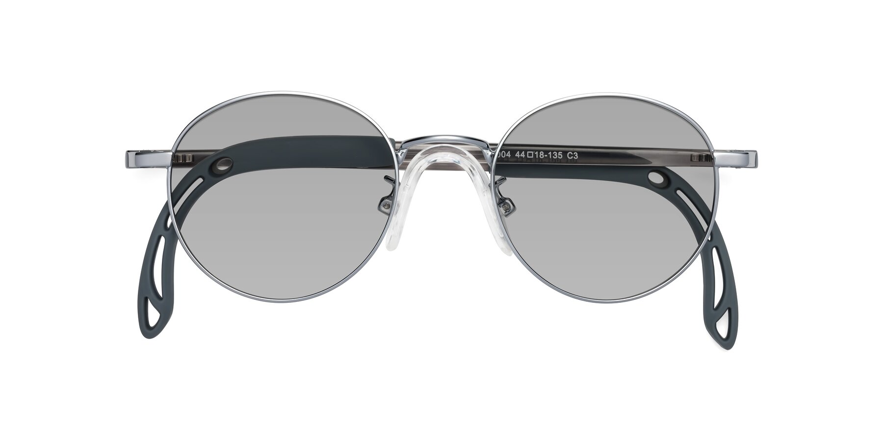 Folded Front of Macaulay in Knight Silver with Light Gray Tinted Lenses