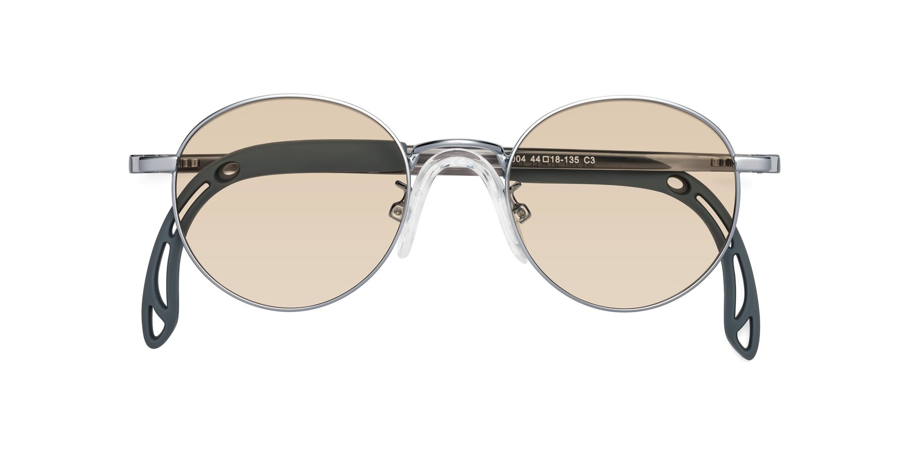 Folded Front of Macaulay in Knight Silver with Light Brown Tinted Lenses