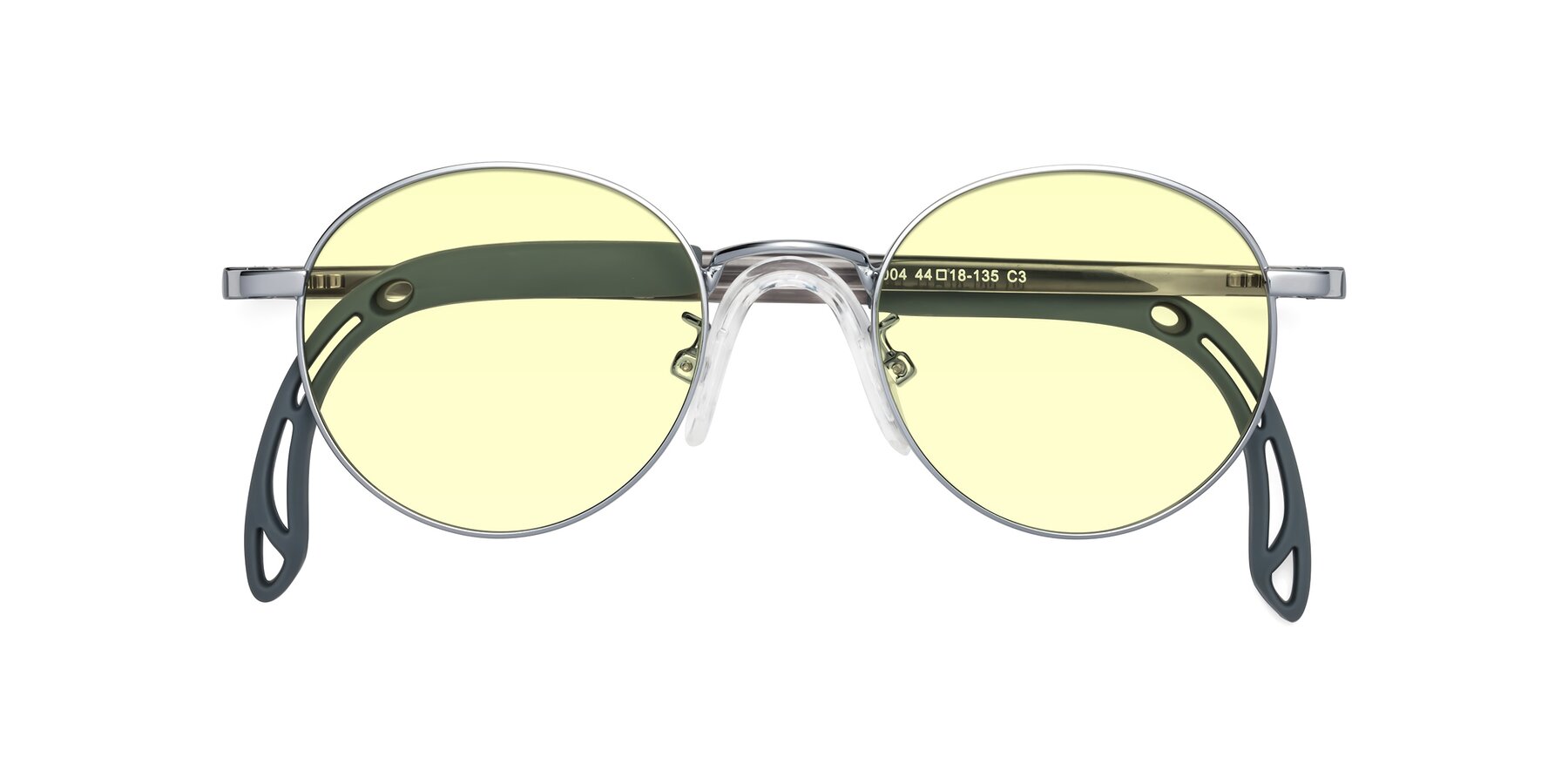 Folded Front of Macaulay in Knight Silver with Light Yellow Tinted Lenses