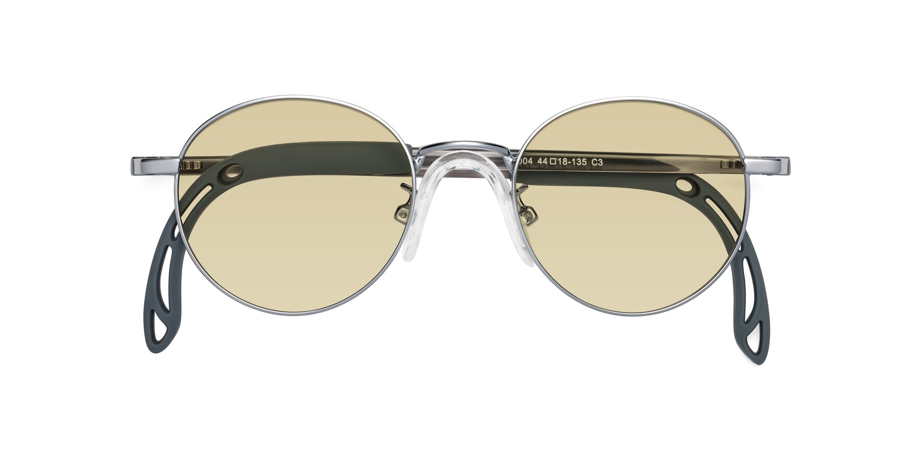 Folded Front of Macaulay in Knight Silver with Light Champagne Tinted Lenses