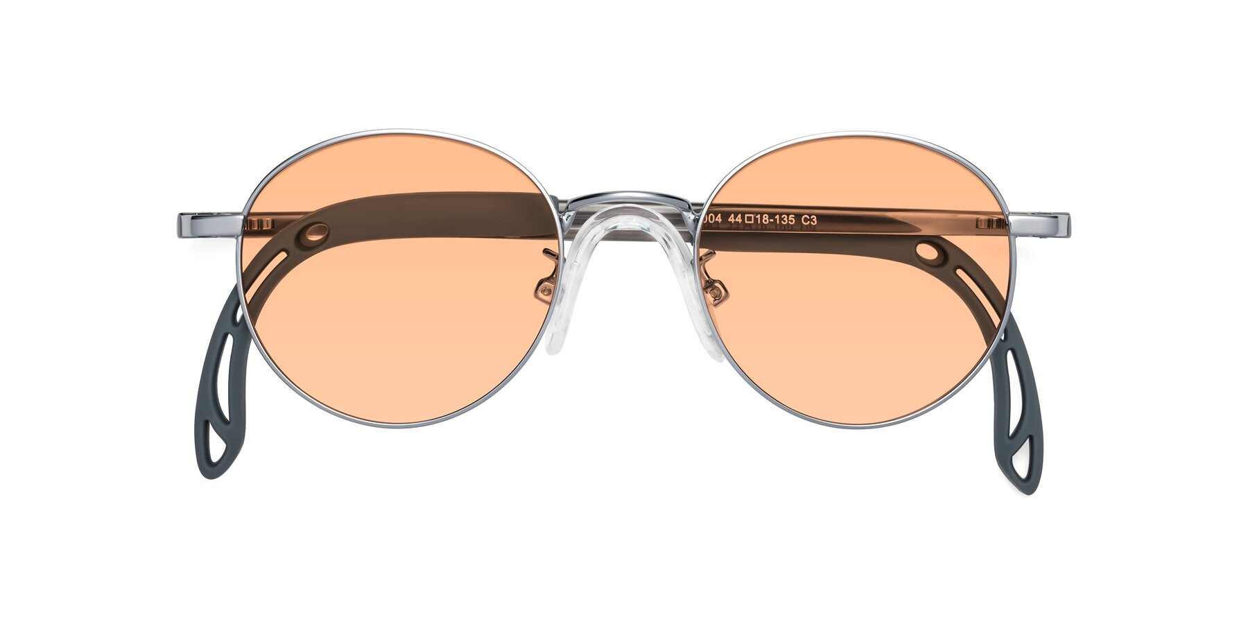 Folded Front of Macaulay in Knight Silver with Light Orange Tinted Lenses