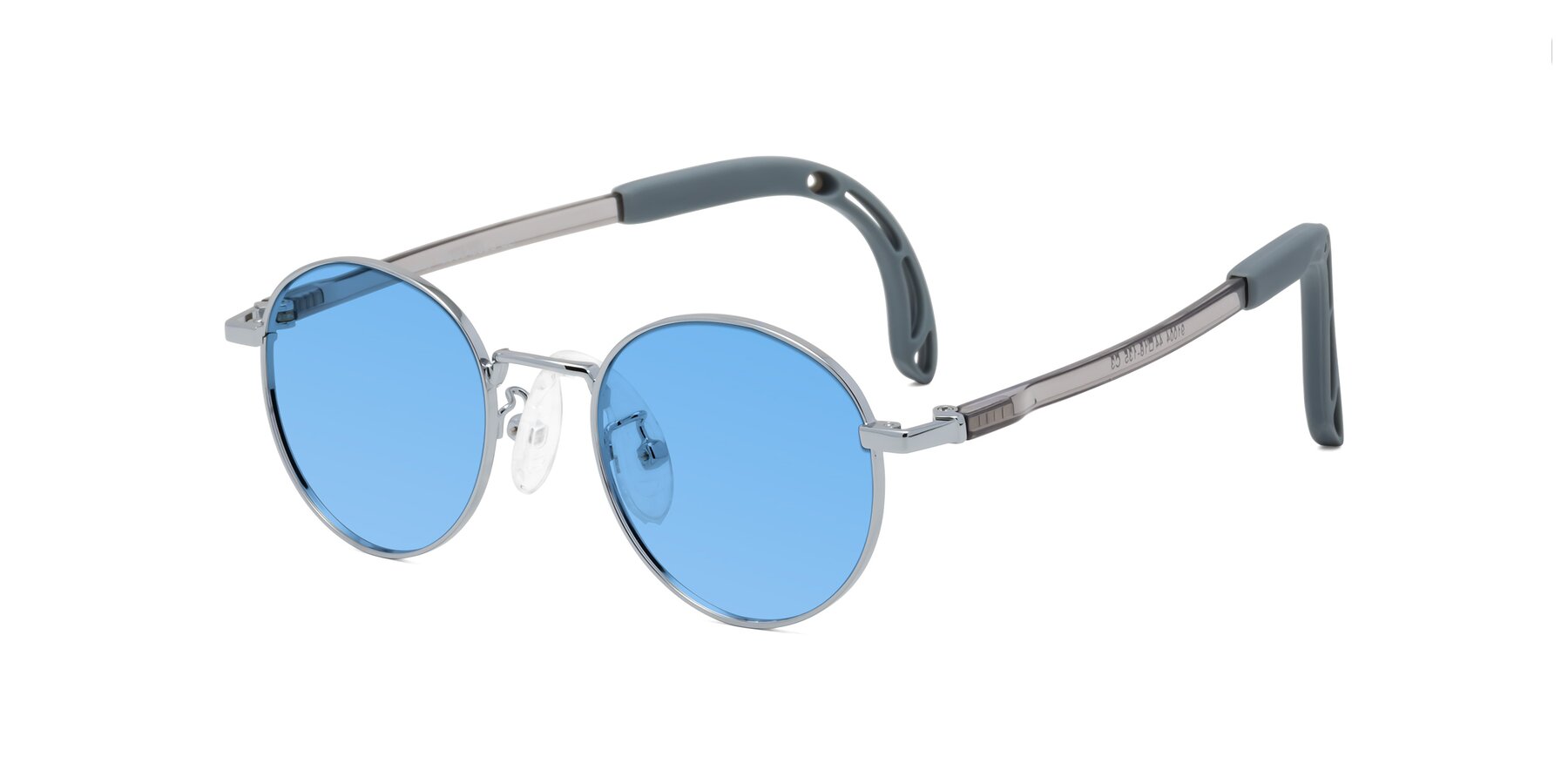 Angle of Macaulay in Knight Silver with Medium Blue Tinted Lenses