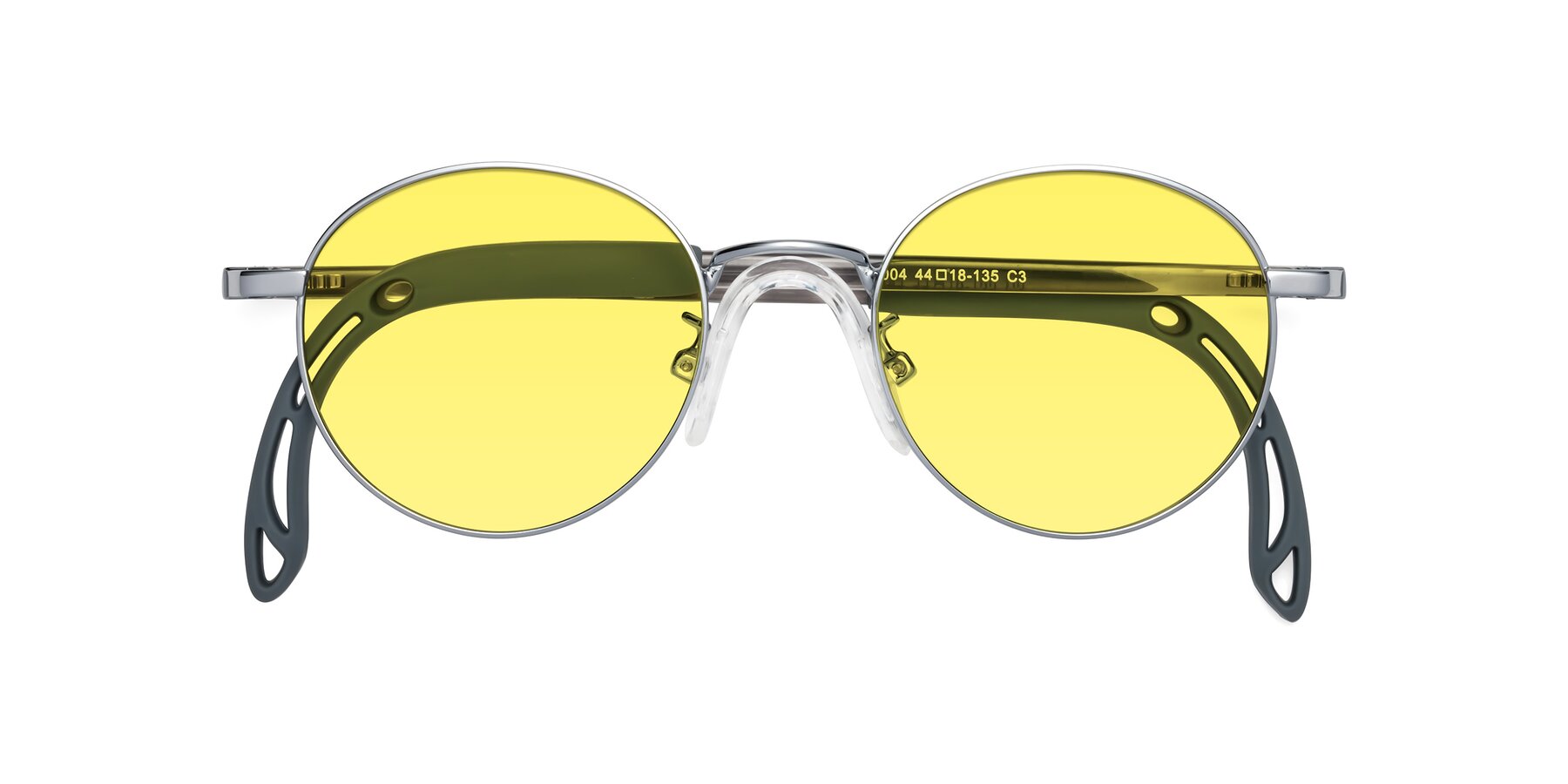 Folded Front of Macaulay in Knight Silver with Medium Yellow Tinted Lenses