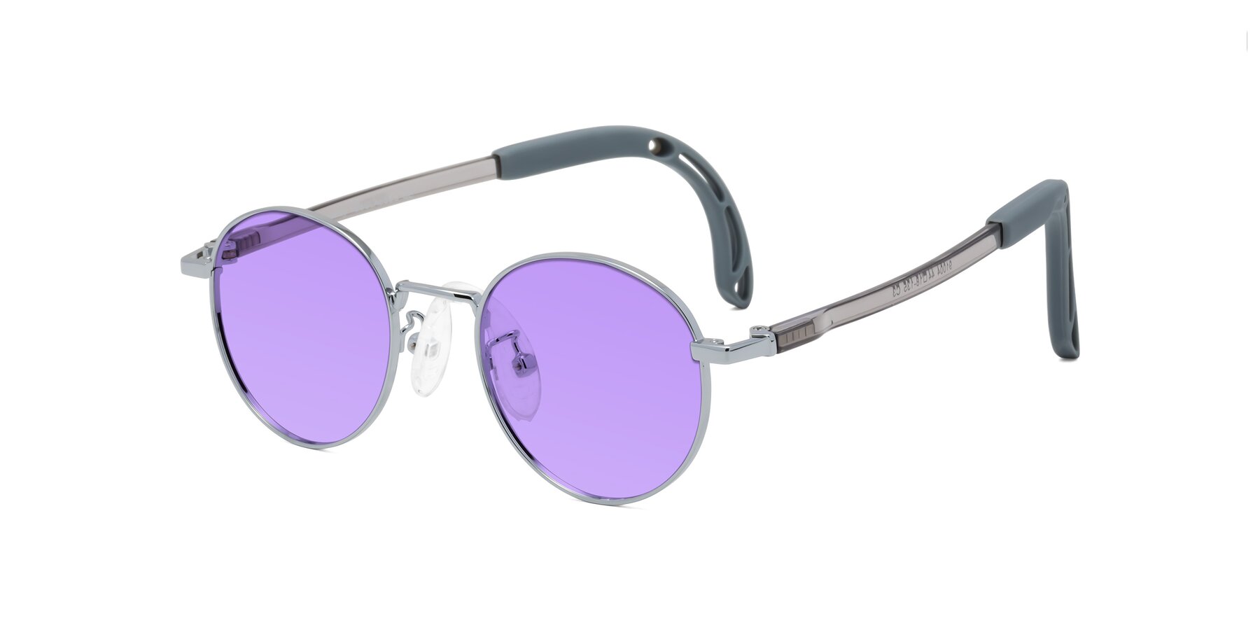 Angle of Macaulay in Knight Silver with Medium Purple Tinted Lenses