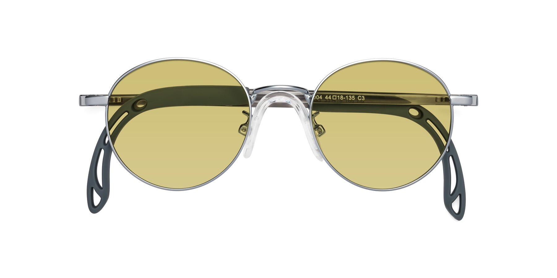 Folded Front of Macaulay in Knight Silver with Medium Champagne Tinted Lenses