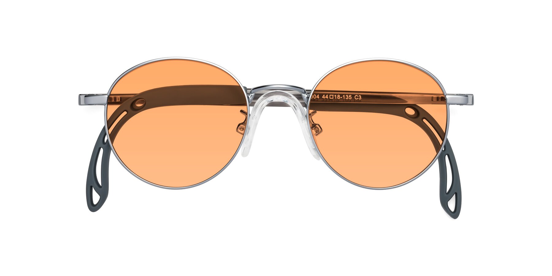 Folded Front of Macaulay in Knight Silver with Medium Orange Tinted Lenses