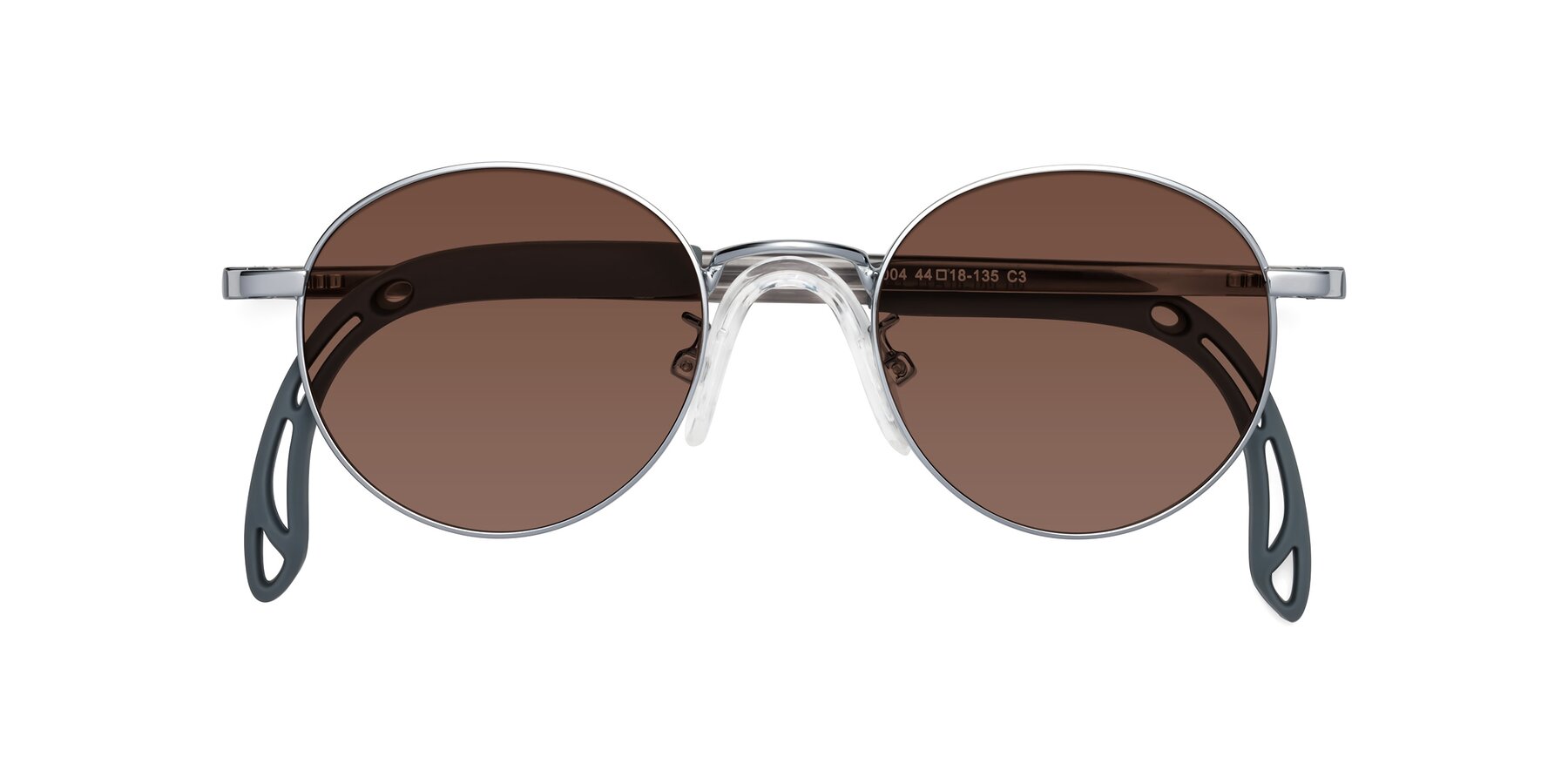 Folded Front of Macaulay in Knight Silver with Brown Tinted Lenses