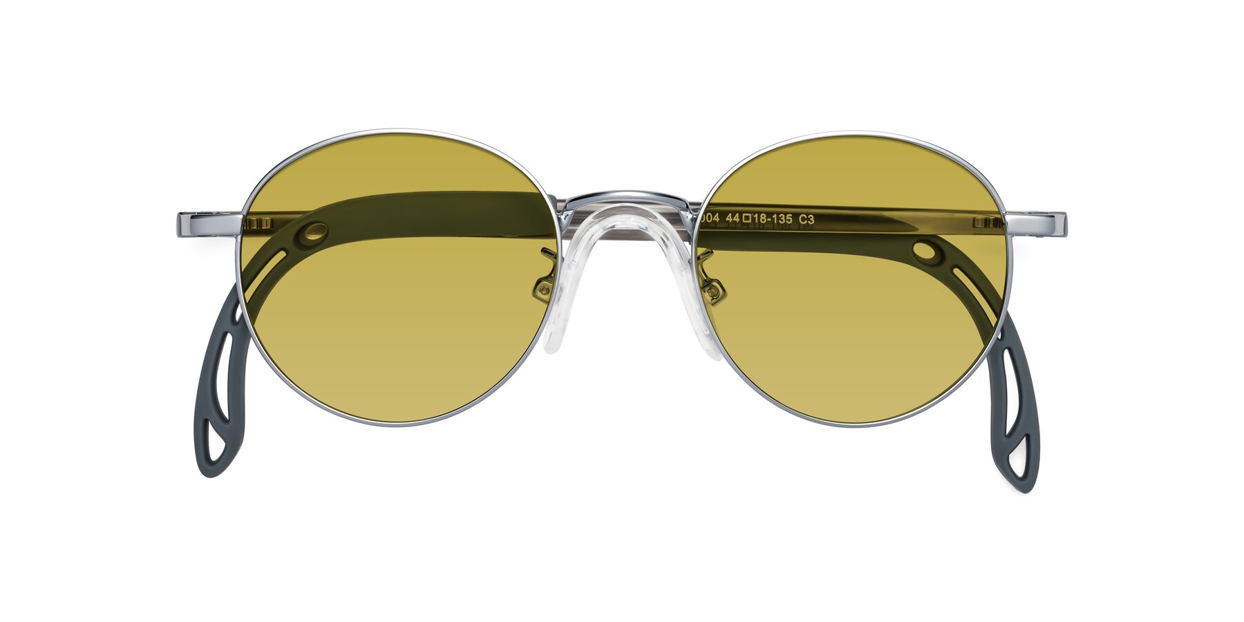 Folded Front of Macaulay in Knight Silver with Champagne Tinted Lenses