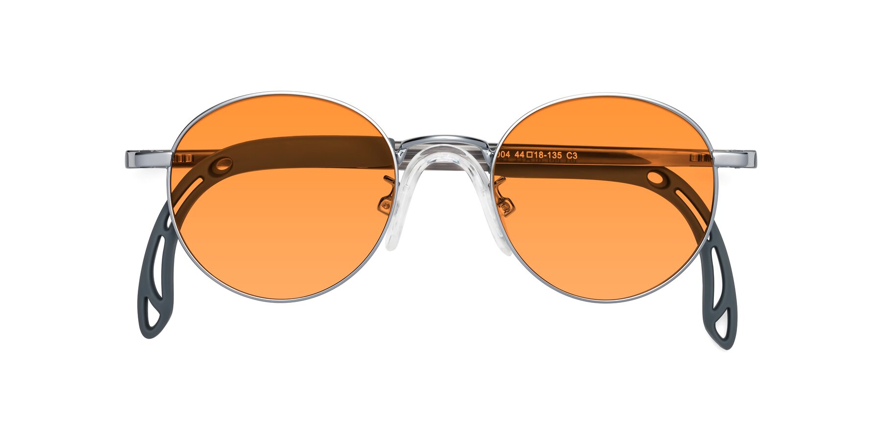 Folded Front of Macaulay in Knight Silver with Orange Tinted Lenses