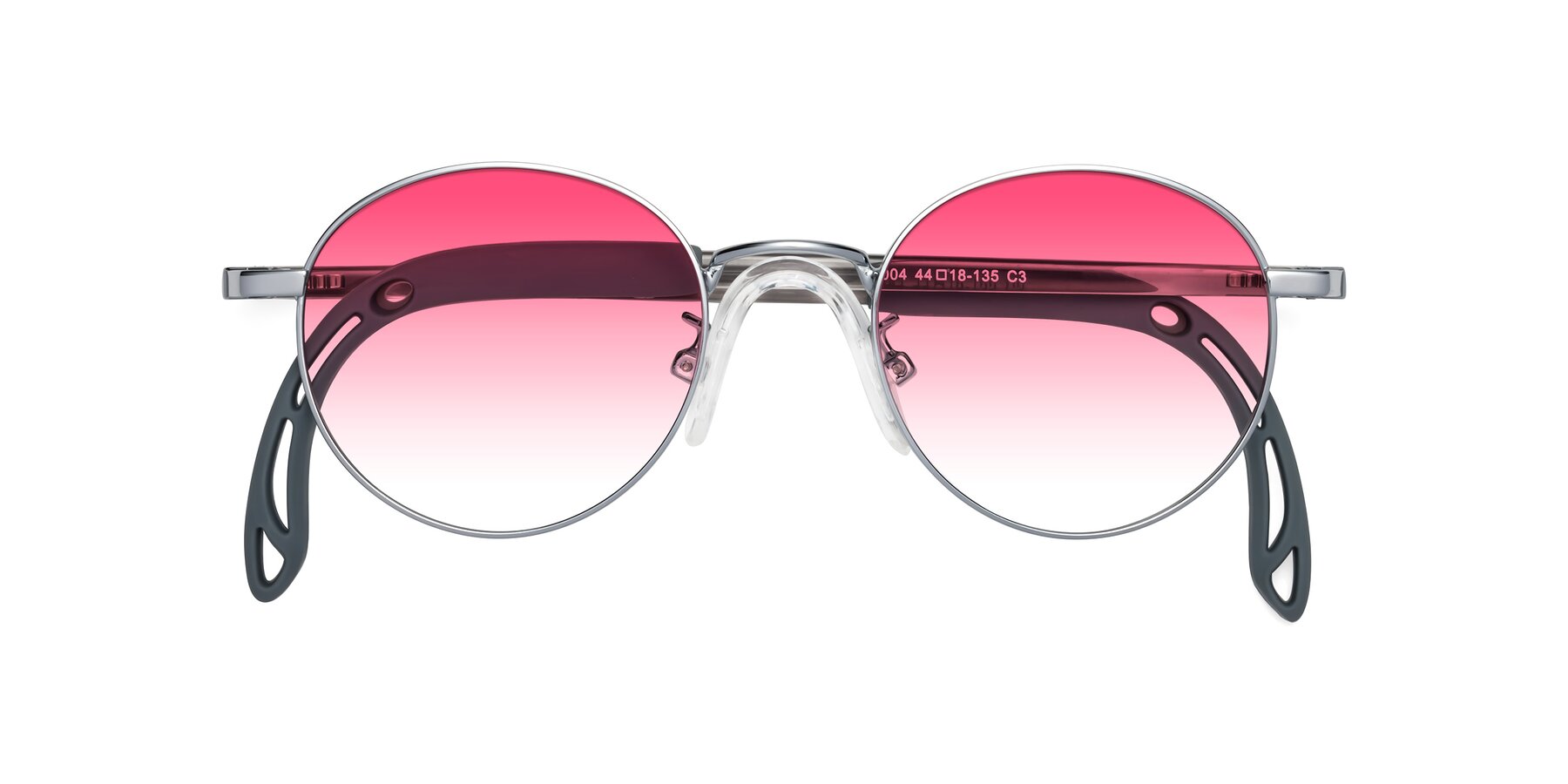 Folded Front of Macaulay in Knight Silver with Pink Gradient Lenses