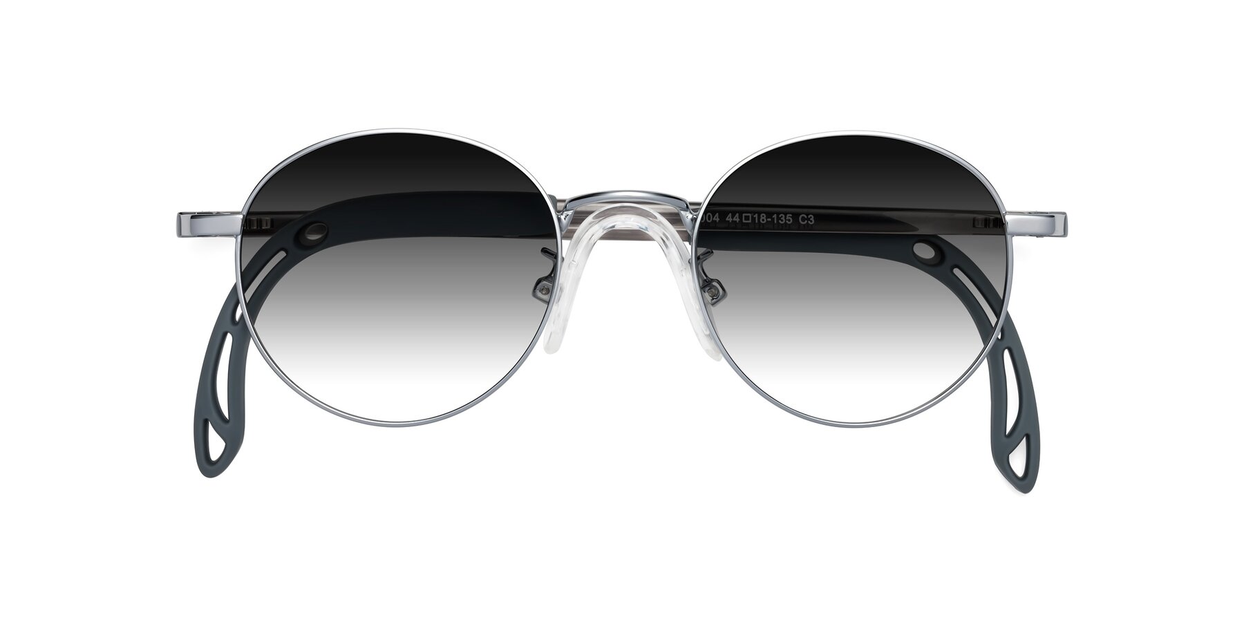 Folded Front of Macaulay in Knight Silver with Gray Gradient Lenses