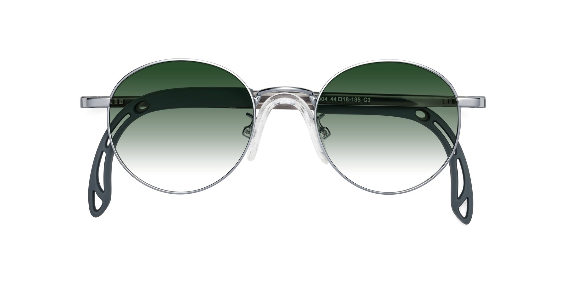 Folded Front of Macaulay in Knight Silver with Green Gradient Lenses