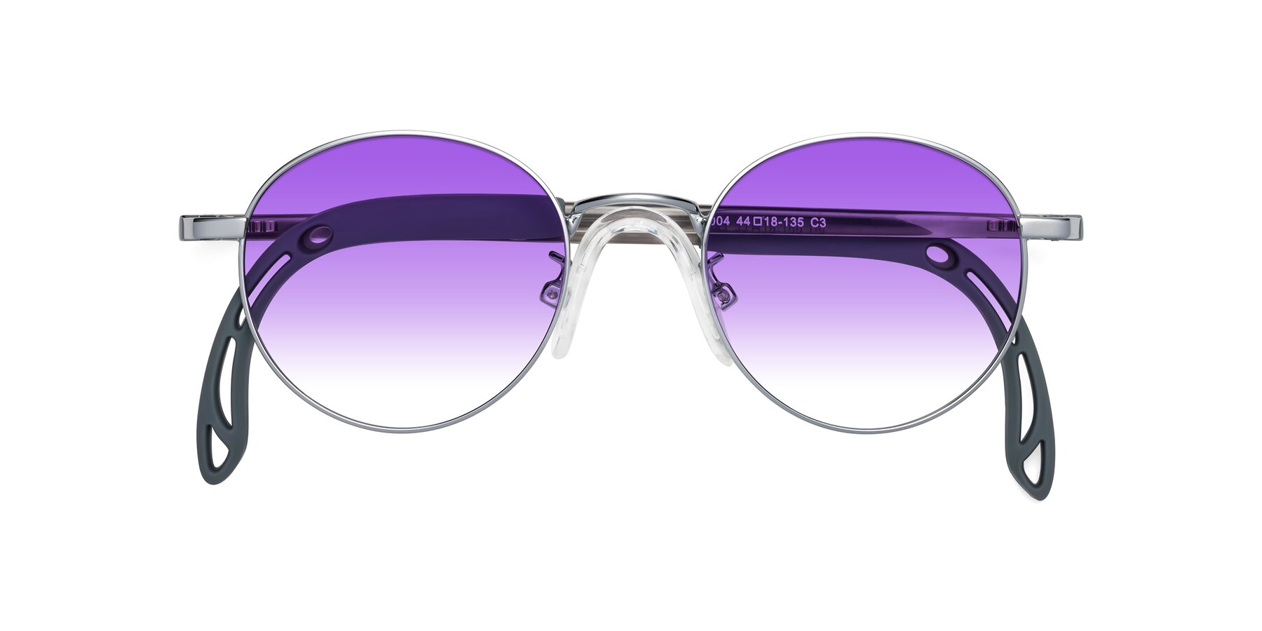 Folded Front of Macaulay in Knight Silver with Purple Gradient Lenses