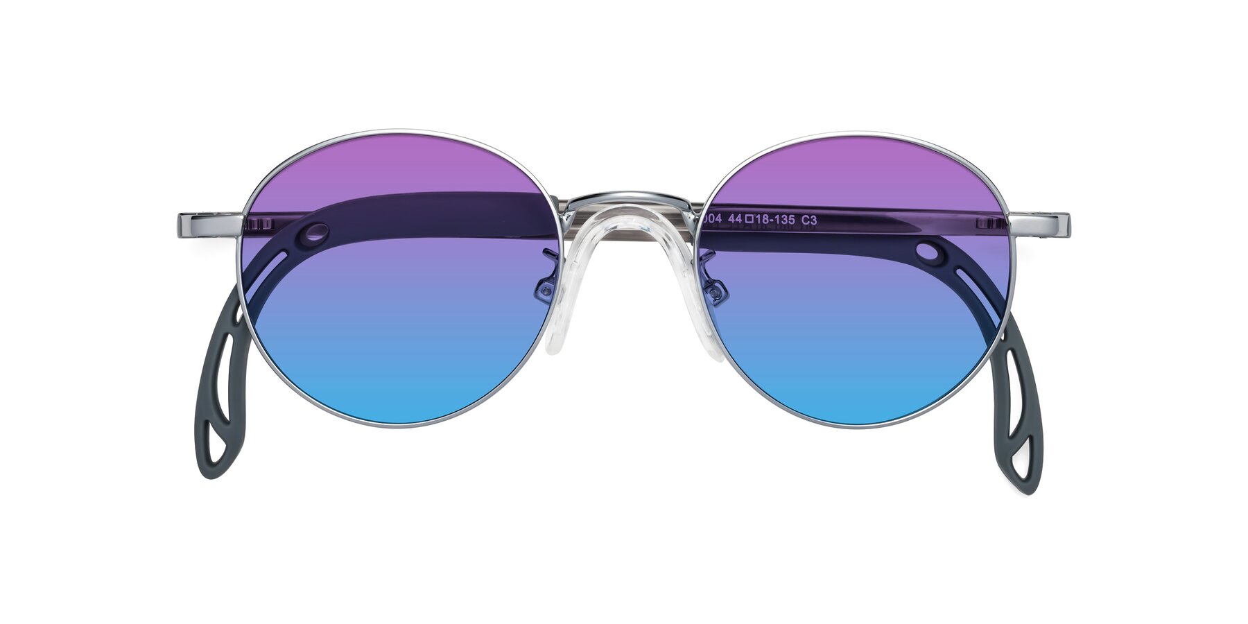 Folded Front of Macaulay in Knight Silver with Purple / Blue Gradient Lenses