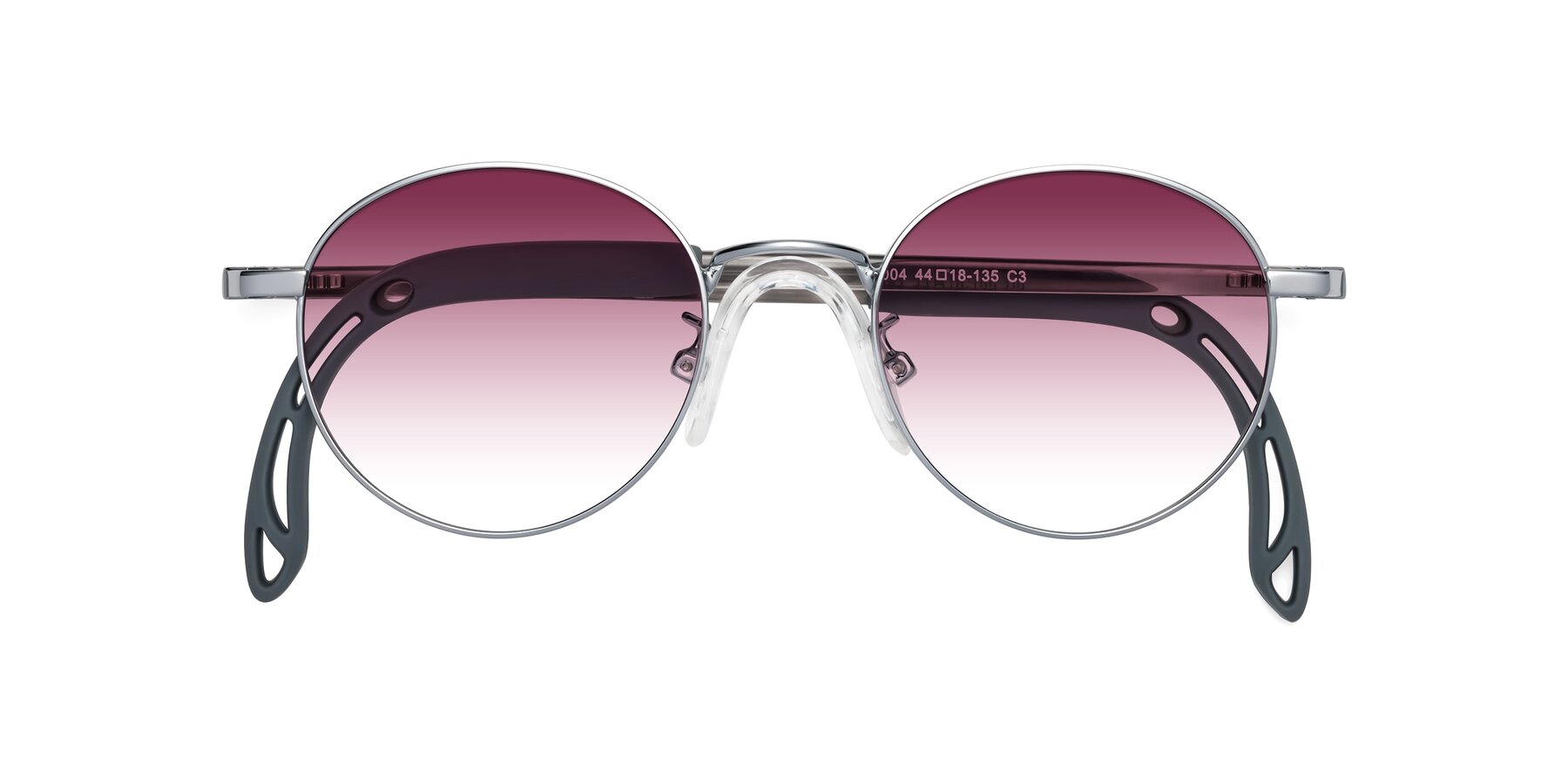 Folded Front of Macaulay in Knight Silver with Wine Gradient Lenses