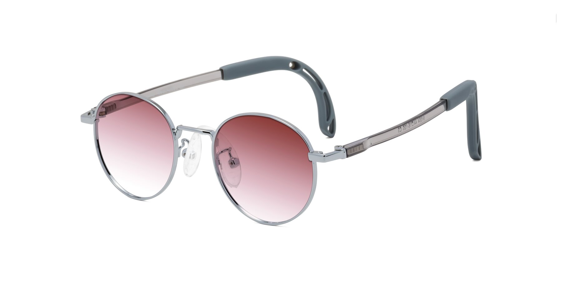 Angle of Macaulay in Knight Silver with Garnet Gradient Lenses