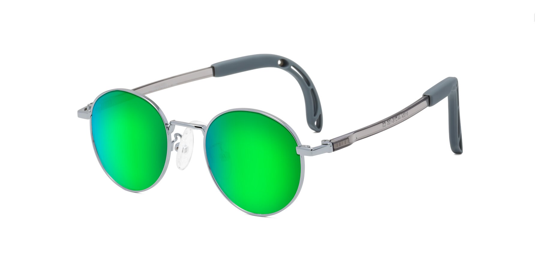 Angle of Macaulay in Knight Silver with Green Mirrored Lenses