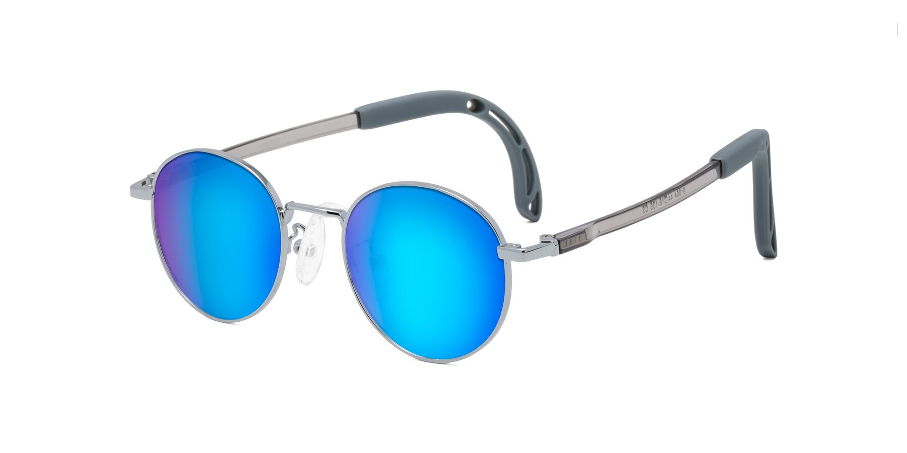 Angle of Macaulay in Knight Silver with Blue Mirrored Lenses