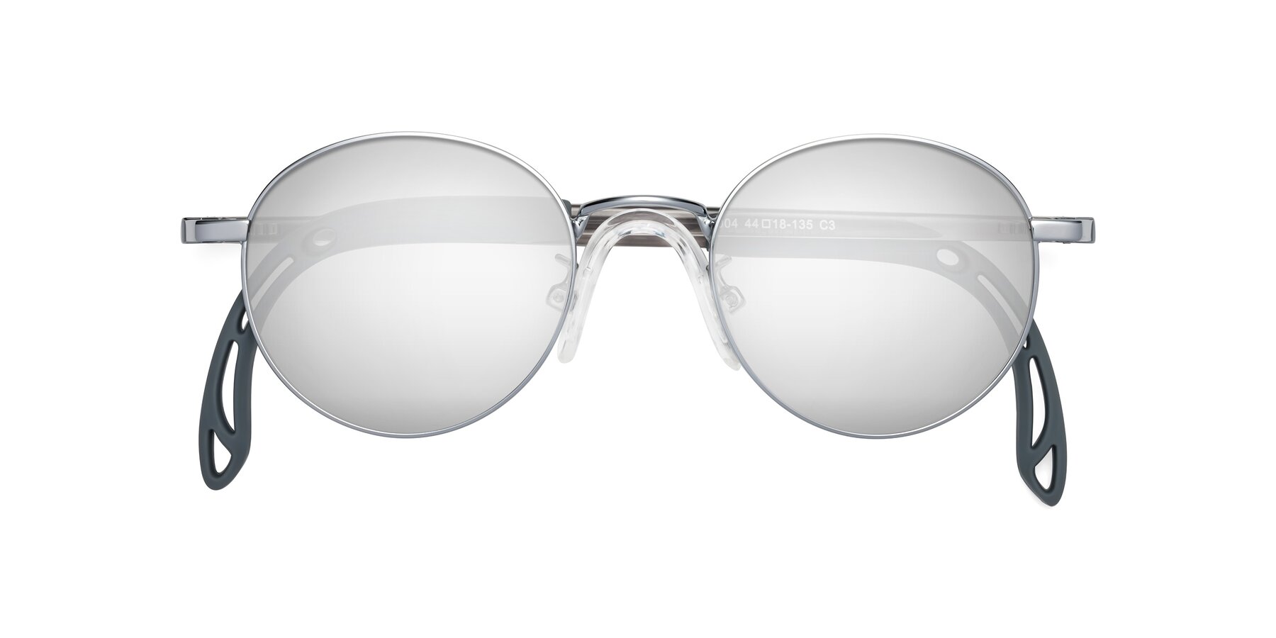 Folded Front of Macaulay in Knight Silver with Silver Mirrored Lenses