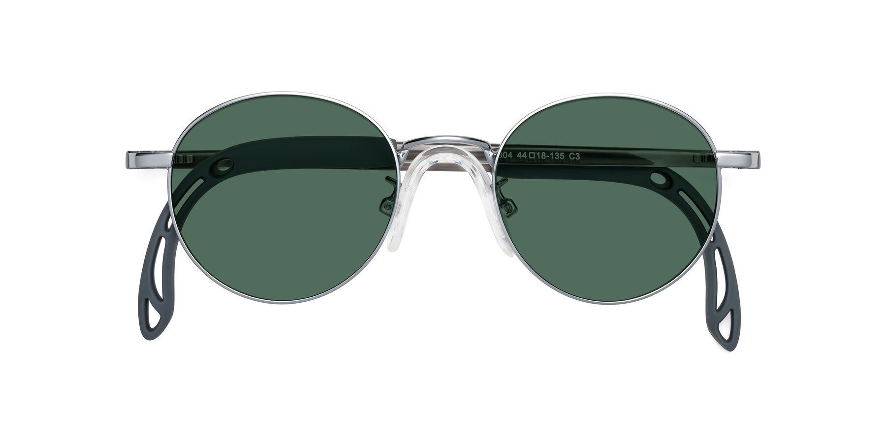 Folded Front of Macaulay in Knight Silver with Green Polarized Lenses