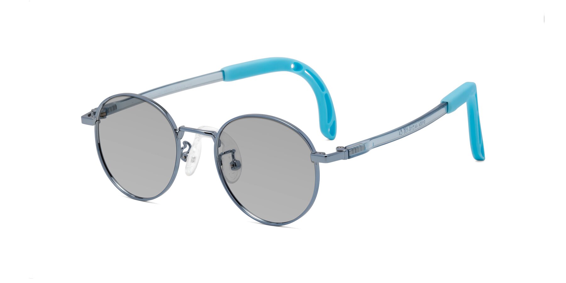 Angle of Macaulay in Pilot Blue with Light Gray Tinted Lenses