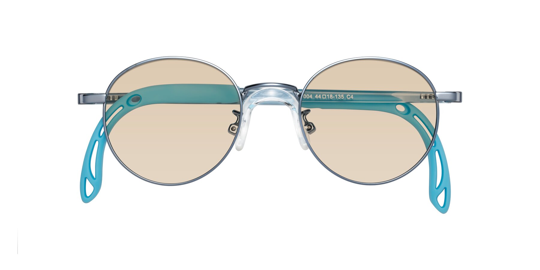 Folded Front of Macaulay in Pilot Blue with Light Brown Tinted Lenses