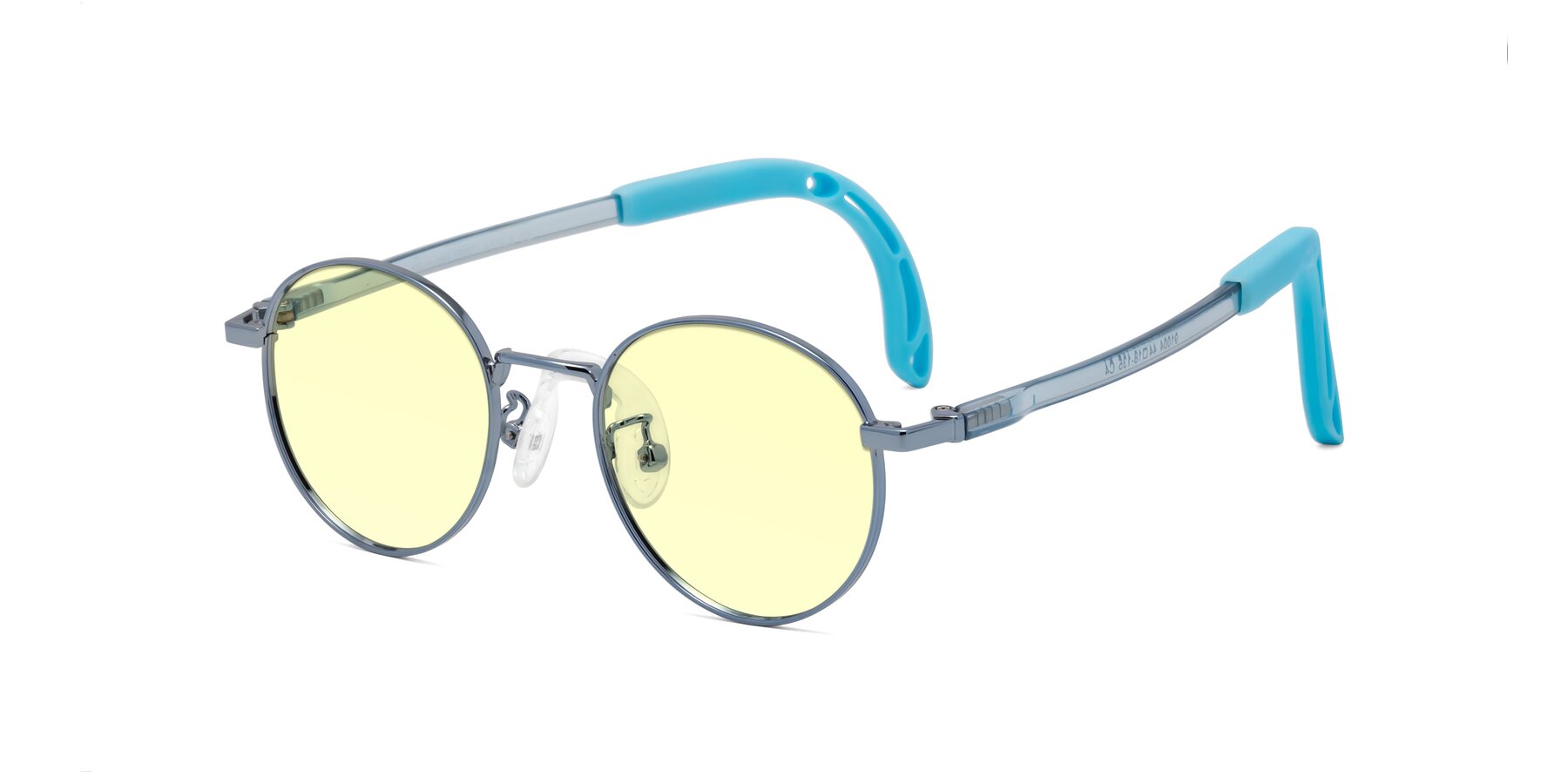 Angle of Macaulay in Pilot Blue with Light Yellow Tinted Lenses