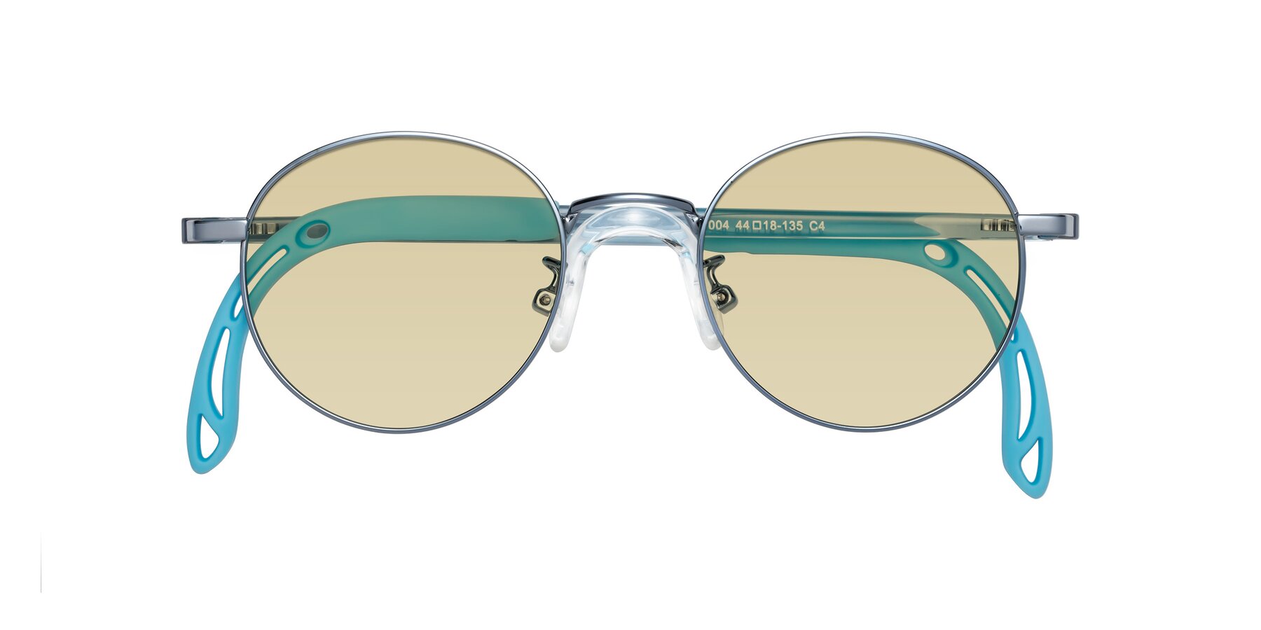 Folded Front of Macaulay in Pilot Blue with Light Champagne Tinted Lenses