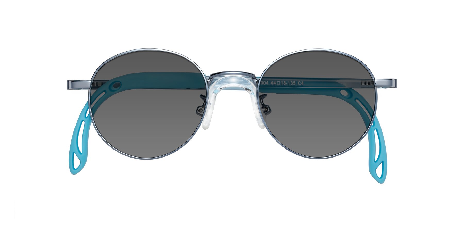 Folded Front of Macaulay in Pilot Blue with Medium Gray Tinted Lenses