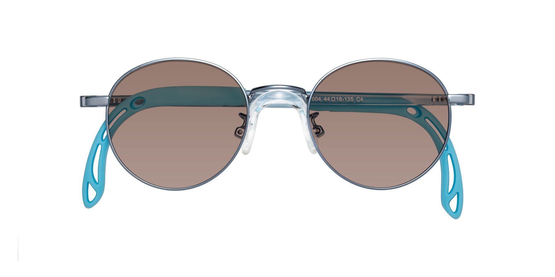 Folded Front of Macaulay in Pilot Blue with Medium Brown Tinted Lenses