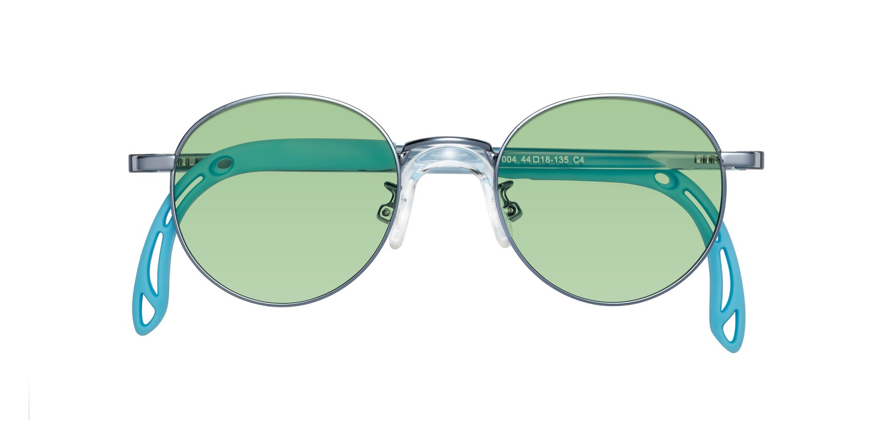 Folded Front of Macaulay in Pilot Blue with Medium Green Tinted Lenses